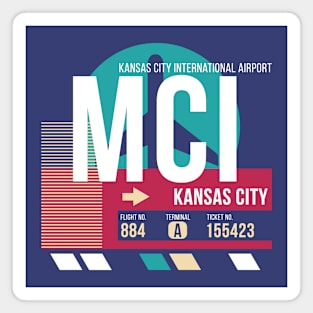 Kansas City, Missouri (MCI) Airport Code Baggage Tag E Magnet